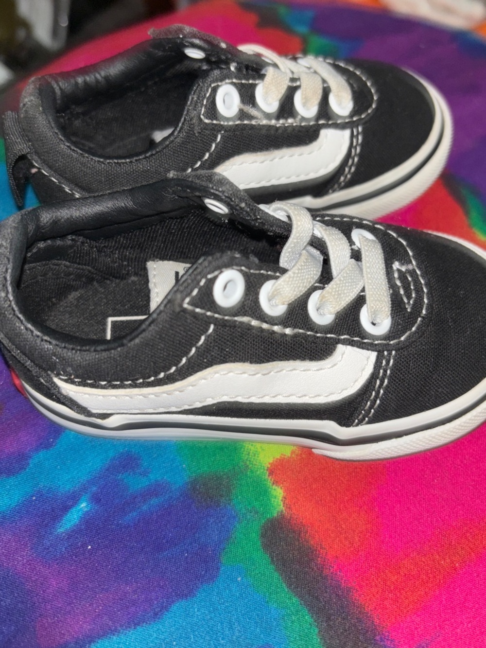 Vans Black and White Low-Top Kids Sneakers